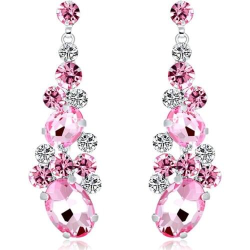 Crystal Rhinestone Drop Dangle Earrings Jewelry for Women Girls Bridal Wedding Party Bridesmaid Prom Jewelry Gift