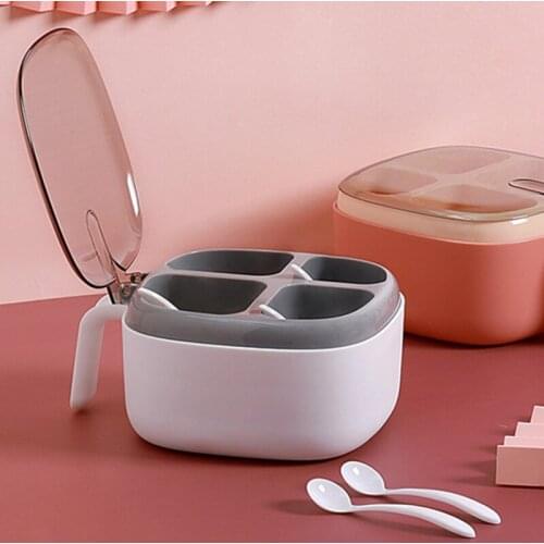 Moisture-proof and leak-proof seasoning box set with four compartments in one healthy material seasoning box with lid storage