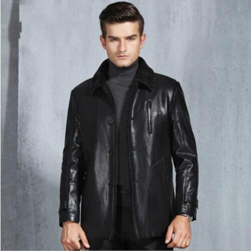 High Quality Mens Leather Jackets Winter Clothes Lapel Fur Coats for men Casual Plus Thick Warm Outerwear Mens Business Jacket