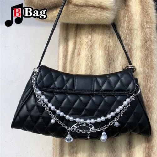 Punk Retro trendy messenger bag chain womens bag versatile chain pearl shoulder bag chain DIY Decorative Accessories