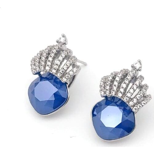 11.11 Sale Crown Design Stud Earrings 2021 made with Austrian Crystal for Girls Party New Women Earings Bijoux Christmas Gift