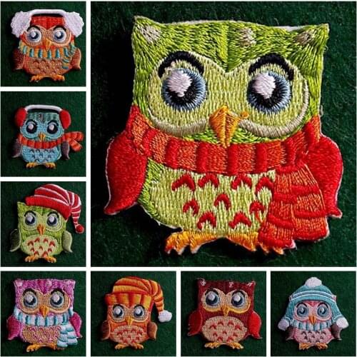 2PCs/Lot Owl Patches For Clothing Stickers Cute Animal Iron on Embroidered Patches On Clothes Fashionable Badges On Jacket Decor