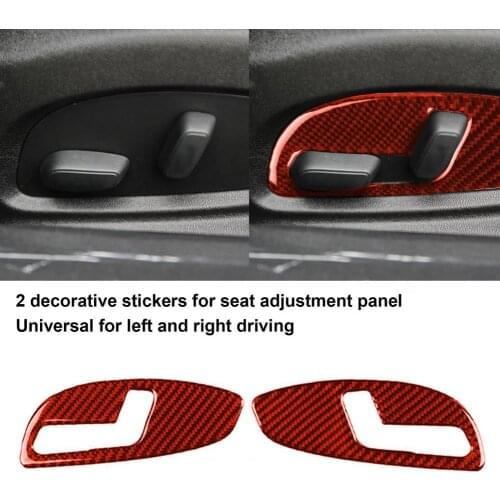 2Pcs Panel Trim Carbon Fiber Red Seat Button Panel Cover Trim for Chevrolet Camaro 2017-2019 Automotive Decorative Stickers