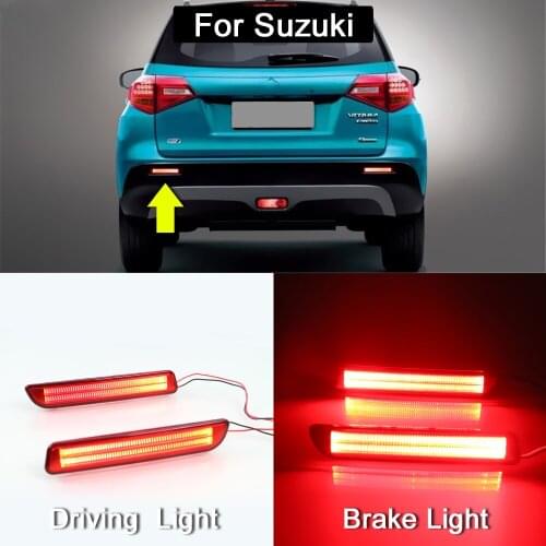 2Pcs LED Rear Bumper Reflector Light For Suzuki Ertiga Vitara S-Cross SX4 Ciaz Spalash Brake Stop Light Running Warning Light