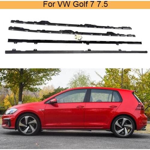 Black PP Door Protector Chin Kit Guard Side Skirts Aprons for Volkswagen VW GOLF 7 7.5 R R Line Hatchback 2014 - 2018 4PC