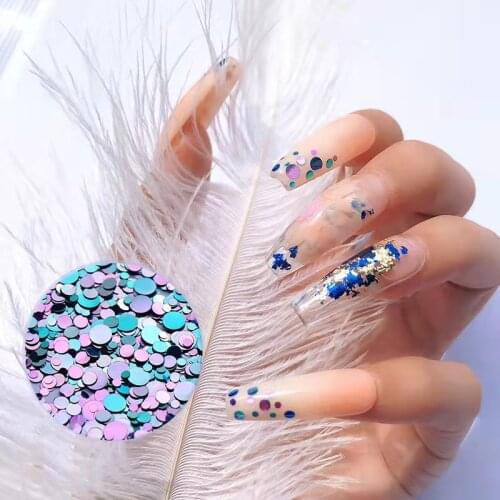 5G/bag Nail Sequins Round Colorful Flakes Mixed Color 3D Fashion Paillette Glitter Manicure Nail Art Decoration