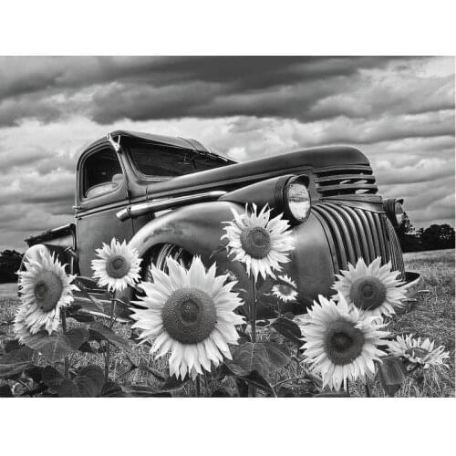5D DIY Diamond Painting Sunflower and truck Diamond Embroidery Full Pack 3D DIY Kit Diamond Mosaic Decorative Rhinestones