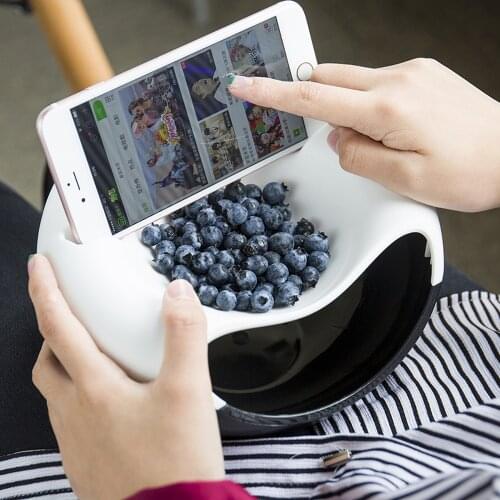 A1 creative container bowl double snack seed storage box trash can plate dish storage box with mobile phone holder LB112613