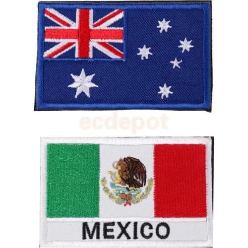 Australian/ Mexican Flag Embroidered Flag Patch Sew/ Stitch On Badge with Hook Loop 8 x 5cm