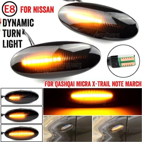 Car Side Marker Lights Dynamic LED Turn Signal Light For Nissan Qashqai J10 X-trail T31 Cube Juke Leaf Micra Micra K13 Note E11