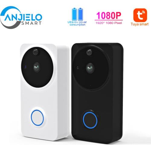 Anjielosmart Tuya Wireless Video Doorbell WiFi Smart Doorbell for Alexa Google Home Voice Control Door Peephole Camera Intercom