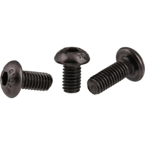 10pcs M5 black nickel alloy steel Inner hex screws round head machine screw equipment furniture bicycle bolts 6-30mm length