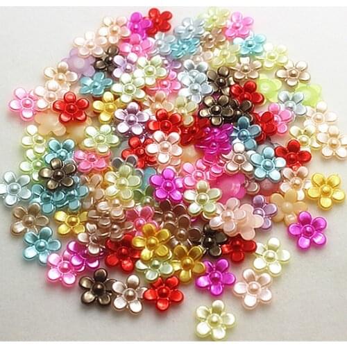 100pcs 12mm mix colors flowers shape ABS imitation pearl beads for DIY crafts scrapbooking
