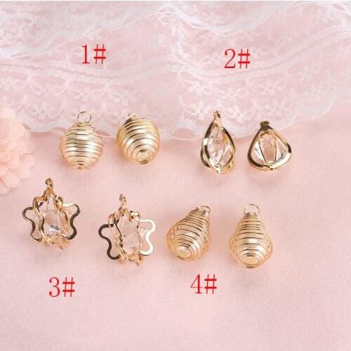 20pc/lots Metal Wire Strass Imitation Pearl Beads Oval Water Drop Star Shape Small Pendant Diy Jewelry Crafts Making Accessories