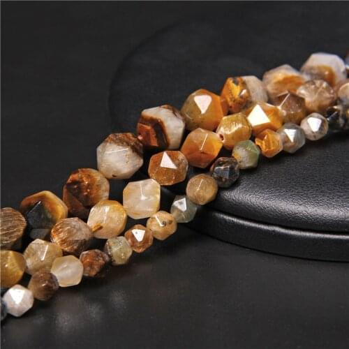 Natural Faceted Mixed Crystal Stone Beads Round Tiger Eye Loose Spacer Beads For DIY Jewelry Making Bracelet Accessories 15
