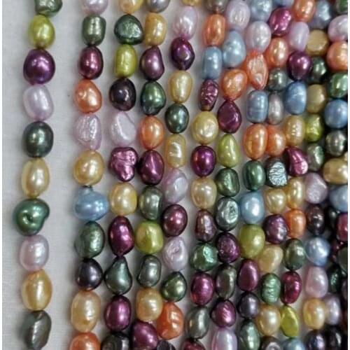 New Lots 10strings genuine freshwater pearl multi-colours beads baroque 8*10-11mm