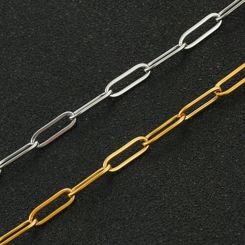 Hot Fashion Paperclip Link Chain Women And Men Stainless Steel Necklace Silver Gold Color DIY Jewelry Gift