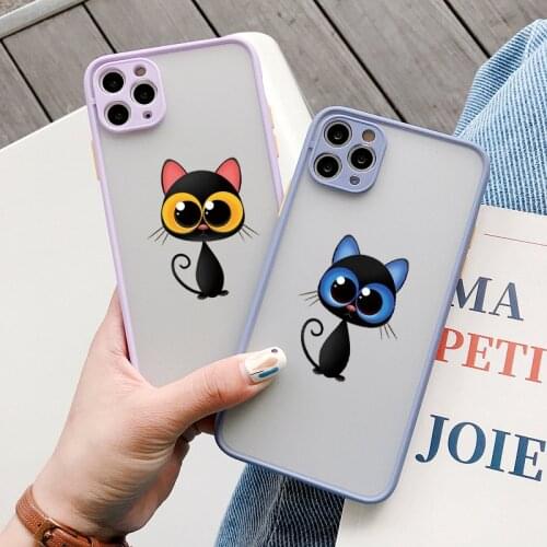 Cute Black Cat Phone Case For IPhone SE 2020 Case For Iphone 12 11 Pro max Mini XR XS Max X 6 6s 7 8 Plus Hard Back Cover Funda