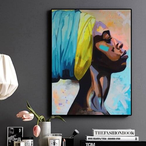 Contemplator African Black Oil Painting on Canvas Posters and Prints Scandinavian Pop Art Wall Picture for Living Room