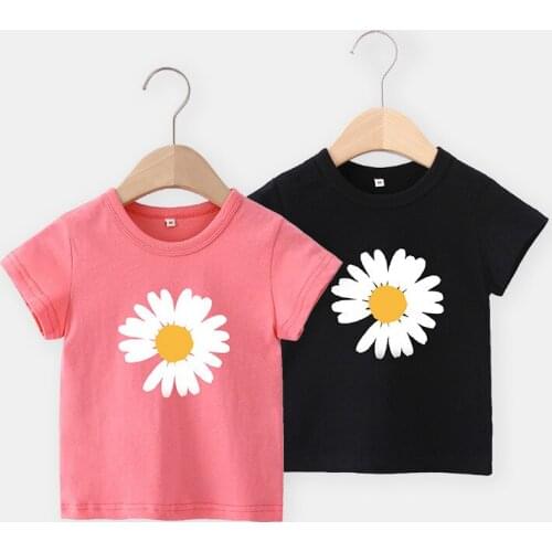 2020 Kids Summer Clothes 1-6Y Girls T-Shirt Boys Short Sleeve Tee Tops Kids Flower Printing Clothes Children Birthday Party Wear
