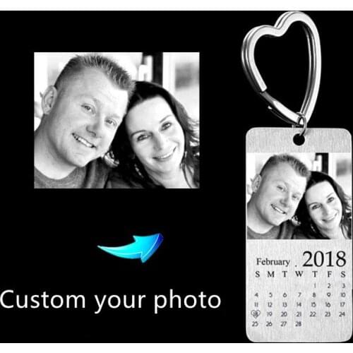 DIY photo keychain calendar birthday couple anniversary custom carved photo keychain love date