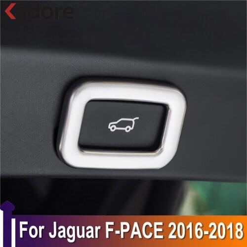 For Jaguar F-PACE 2016 2017 2018 Carbon Fiber Car Rear Trunk Tail Box Switch Frame Trim Sticker Cover Car Interior Accessories