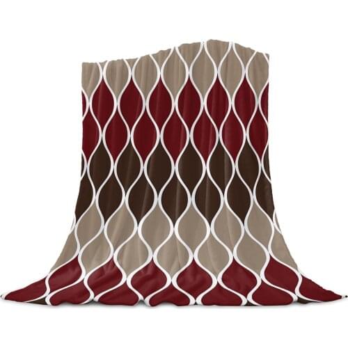 Geometric Brown Red Medieval Print Blankets for Beds Home Bedspread Travel Flannel Blanket Throw Blanket for Sofa