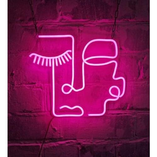 Custom Art Face Neon Sign Light Flex Transparent LED Wall Window Hanging Acrylic Decor Indoor for Home Room Bedroom Gift Party