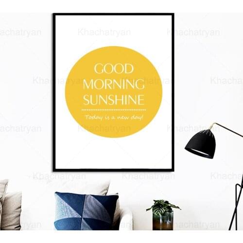 Good Morning Good Night Decoration Painting Living Room Home Decoration Canvas Painting Today Is a New Day Motivational Poster