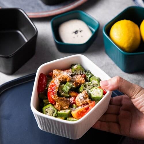 Nordic Style 4 Color Ceramic Porcelain Solid Rice Dessert Bowls Food Salad Bowl Dinnerware