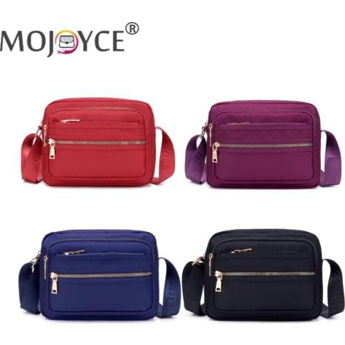 Fashion Multi Layers Nylon Small Handbags Casual All-match Women Solid Color Shoulder Crossbody Bag Portable Travel Zipper Purse