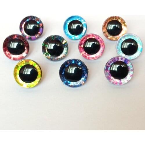 20pcs/lot 3D Findings Stuffed Toys Glitter Safety Eyes Nonwovens Hard Washer Clear Plush Doll Round Plastic Safety Eyes