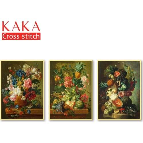 Cross stitch kits,Embroidery needlework sets with printed pattern,11CT-canvas for Home Decor Painting,Flowers Full NCKF282