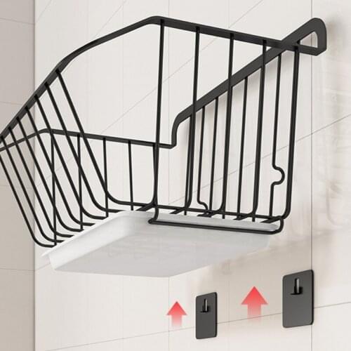 P15D Kitchen Wall Hanging Storage Basket Fruit Vegetable Spice Rack with Drain Organizer Dish Drying Shelf Container