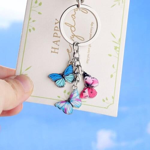 New Colorful Enamel Butterfly Keychain Insects Car Key Women Bag Accessories Jewelry Gifts Butterfly Key Chains Rings