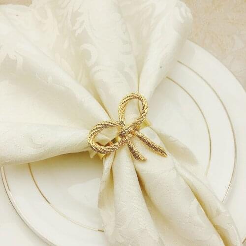 Tableware Decoration Bowknot Home Party Golden Rose Gold Table Napkin Rings Wedding Receptions Dinner Accessories