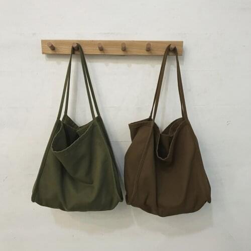 Casual Women Solid Color Canvas Tote Bags Fashion Large Capacity Shopping Shoulder Handbag Portable Street Travel Pouch Satchel