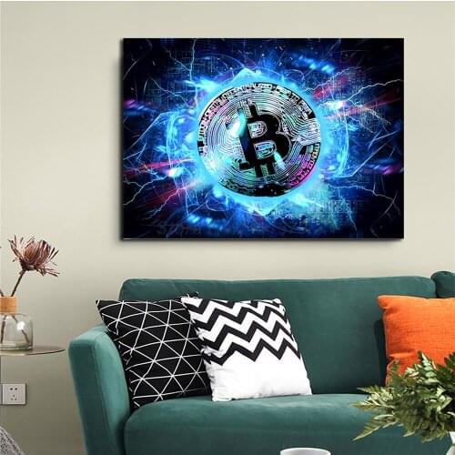 Bitcoin Prints Neon Glow Pictures Fashion Poster Painting On Canvas Bedroom Wall Art For Living Room Home Decoration