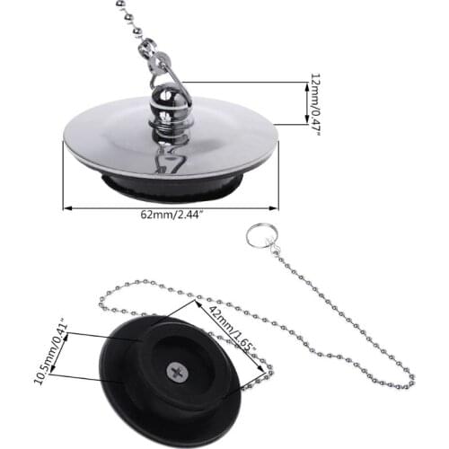 Bathtub Drain Plug With Chain Sink Basin Water Stopper For Bathroom Kitchen Chrome Plated