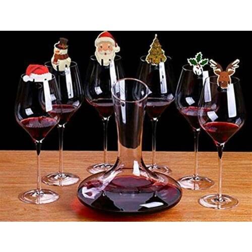 Christmas Red Wine Glass Card Deer Head Decoration Card Santa Claus Cup Card Red Wine Card