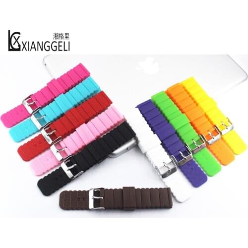 Silicone strap 20mm flat pin buckle watch accessories for children ladies color watch band