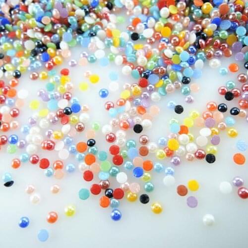Mix colors 2mm 10000Pcs Kawaii cute round half cabochon for DIY scrapbooking phone,nail art decoration flatback rhinestones BL25