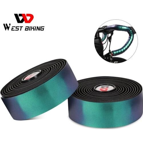 WEST BIKING Bike Handlebar Tape Reflective Discoloration Road Bike Cycling Bar Tape Wrap With Bar Plugs Bicycle Accessories