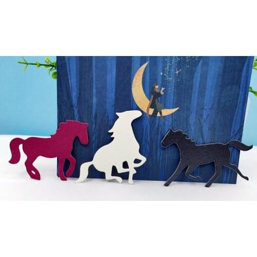 Three Horses Metal Cutting Dies Scrapbooking Embossing Folders for DIY Album Card Making Craft Stencil Greeting Photo Paper