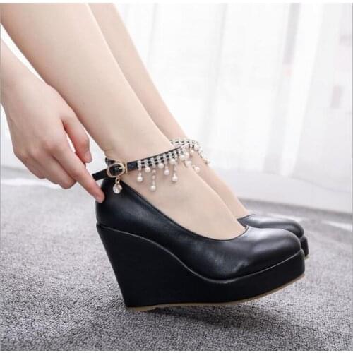 Summer Classic Sexy Ankle Strap Platform Wedge Shoes Women Pump High Heels High heel womens wedding shoes Dress Shoes