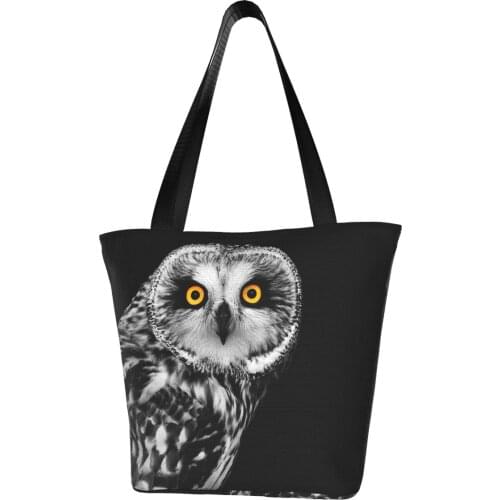 Short-Eared Owl Polyester outdoor girl handbag, woman shopping bag, shoulder bag, canvas bag, gift bag
