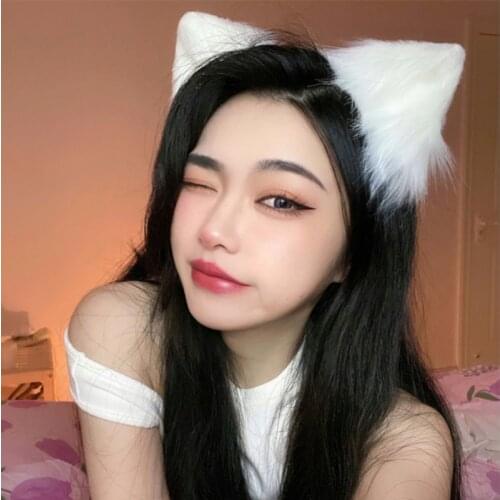 Ears Cosplay Gothic Lolita white cat ears Cosplay Headdress Anime Decor Kawaii Accessories Fox Ears Decor Hair Accessories