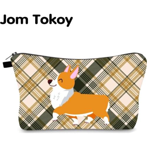 Waterproof Cosmetic Bag Corgi printing Pouches for Girl gift cute makeup bag