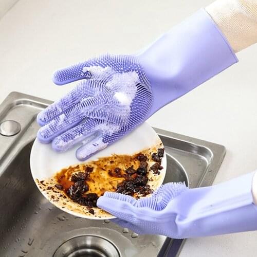 Magic Gloves Kitchen Cleaning Brush Dishwashing Gloves Silicone Multifunctional Cleaning Housework Don't Hurt Your Hands Gloves