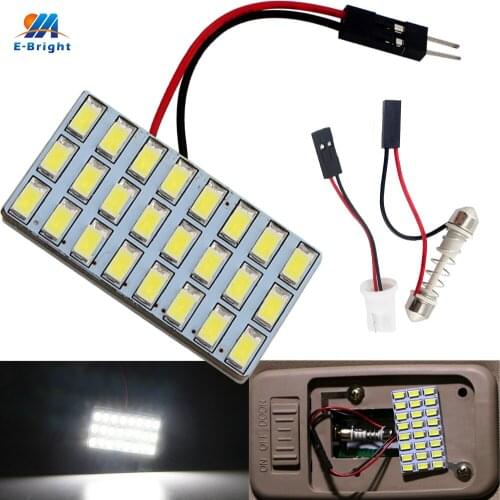 YM E-Bright 50 PCS LED Panel Light 5730 24 SMD 24 LEDs 12V DC With T10 Festoon Adapters Panel Lights White